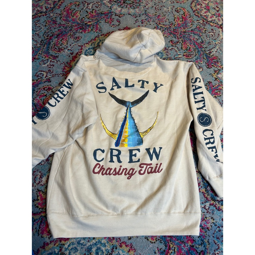 Salty Crew‎ Hoodie Tan Chasing Tail Tuna Graphic Fishing Sweatshirt Mens Medium